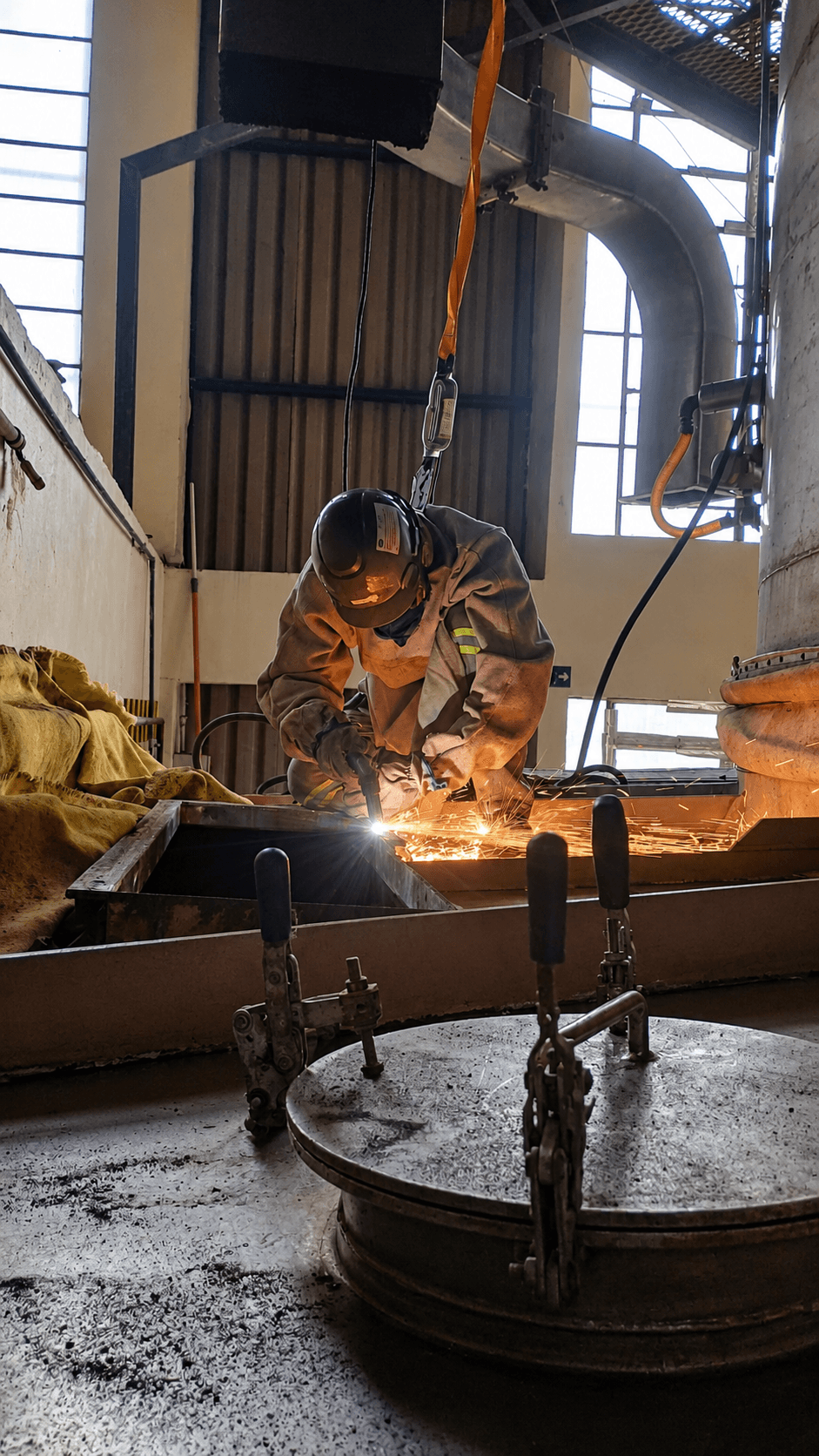 Corte a plasma de peça para manutenção
